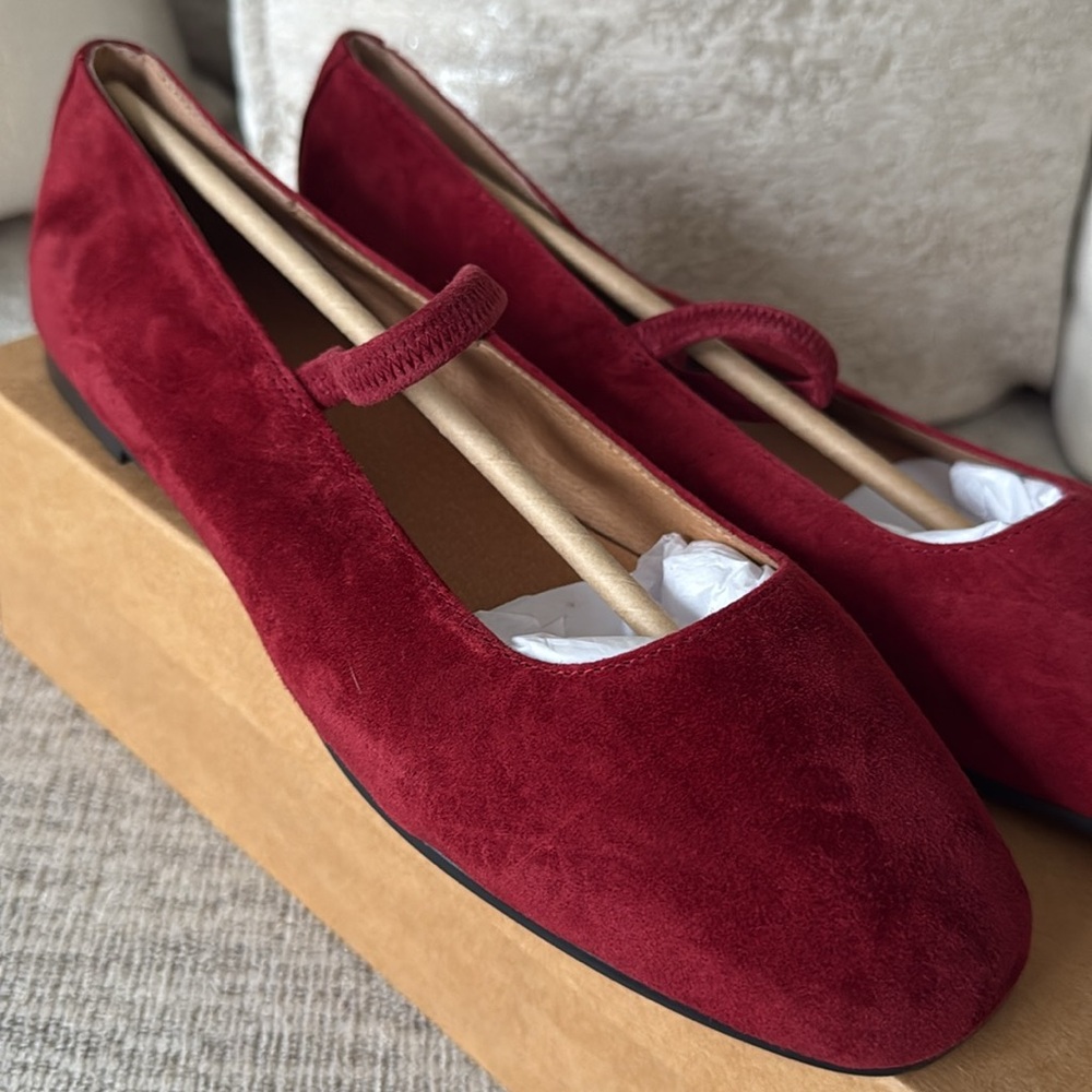 NWT Madewell Greta Suede Ballet Flats Ballerina Ruby Port Red Burgundy Leather - Picture 6 of 10